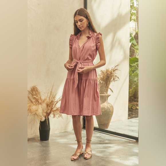 Christy Lynn Bardot Ruffle Midi Dress in Light Blue Size M - Picture 6 of 7